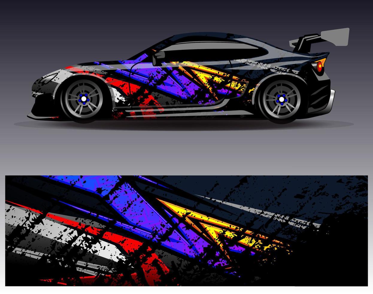 Car wrap design vector. Graphic abstract stripe racing background kit designs for wrap vehicle  race car  rally  adventure and livery vector
