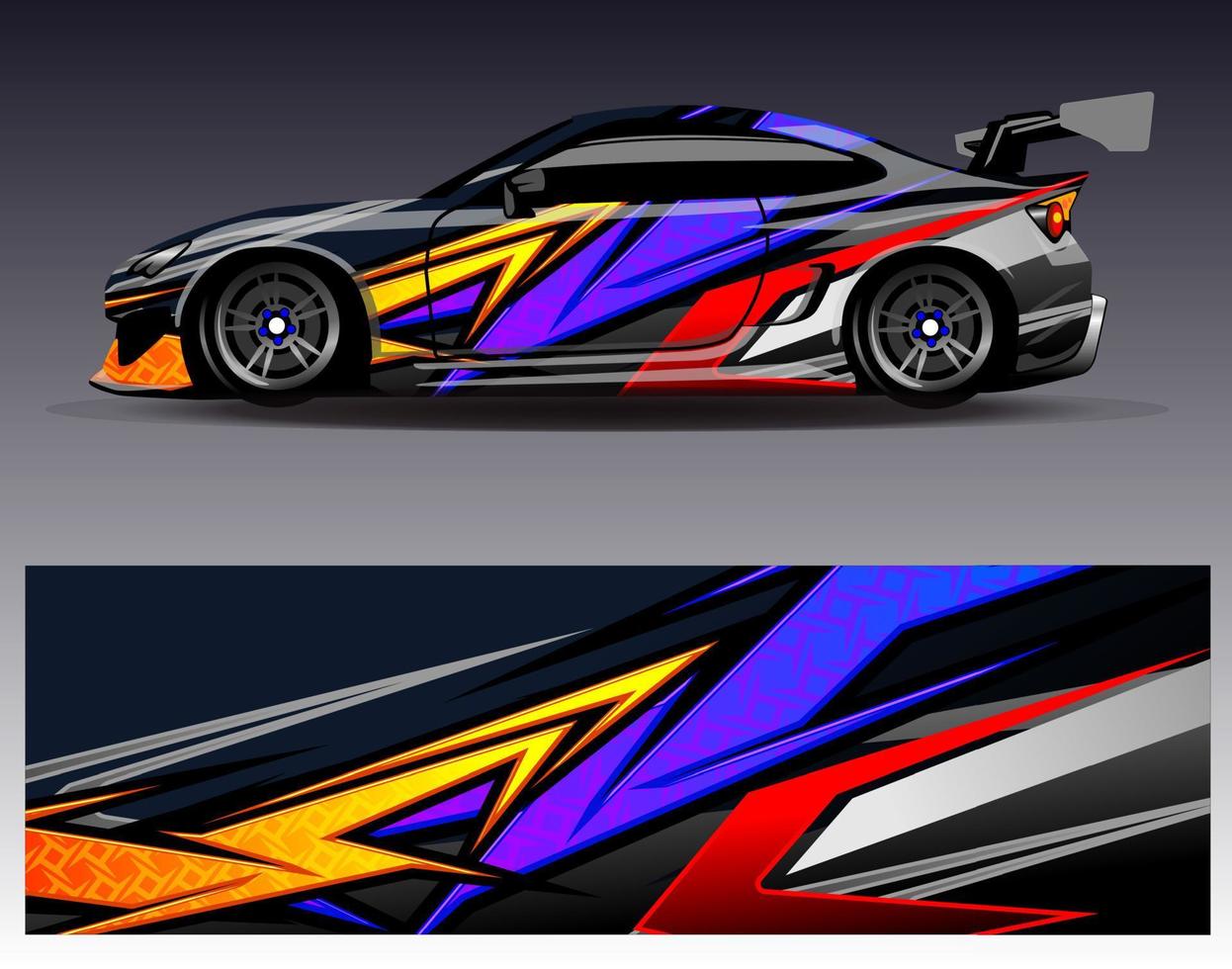 Car wrap design vector. Graphic abstract stripe racing background kit designs for wrap vehicle  race car  rally  adventure and livery vector