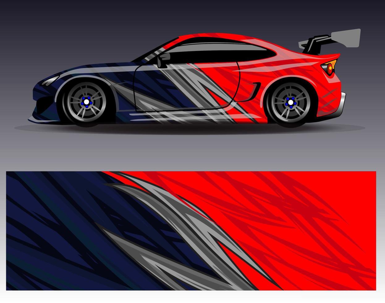 vector de diseño de envoltura de coche. Diseños de kits de fondo de carreras de franjas abstractas gráficas para envolver vehículos carrera de autos rally aventura y librea