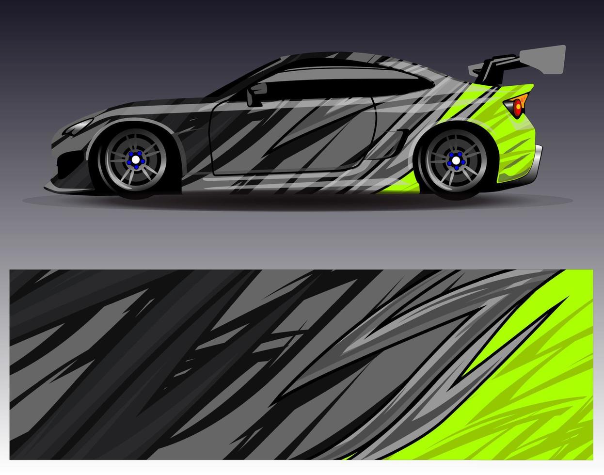 Car wrap design vector. Graphic abstract stripe racing background kit designs for wrap vehicle  race car  rally  adventure and livery vector