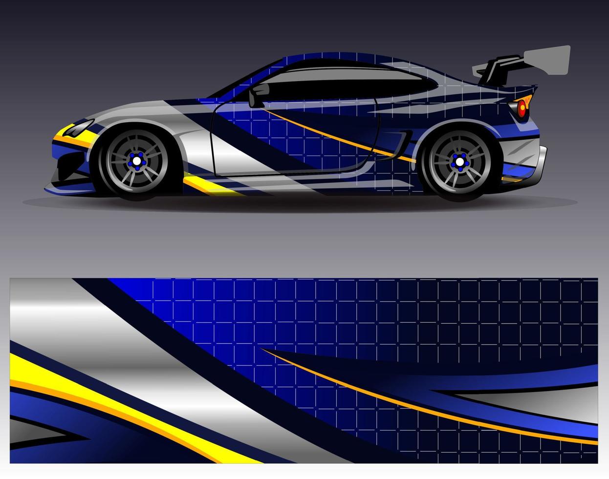 Car wrap design vector. Graphic abstract stripe racing background kit designs for wrap vehicle  race car  rally  adventure and livery vector
