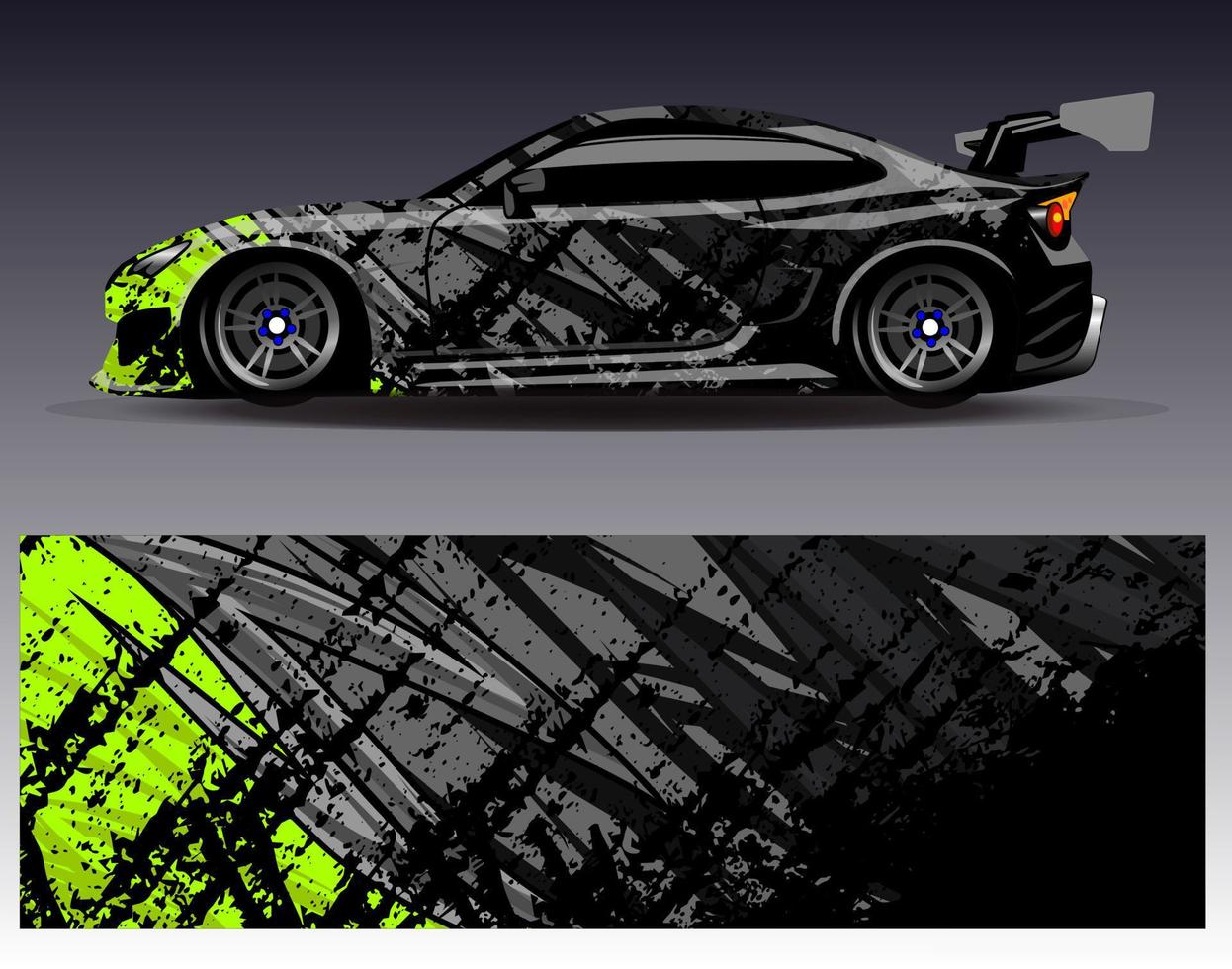 vector de diseño de envoltura de coche. Diseños de kits de fondo de carreras de franjas abstractas gráficas para envolver vehículos carrera de autos rally aventura y librea