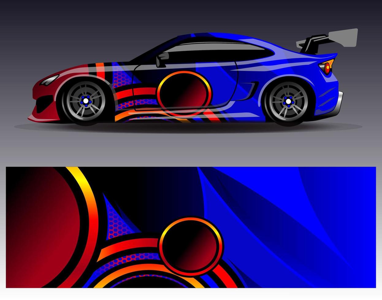 vector de diseño de envoltura de coche. Diseños de kits de fondo de carreras de franjas abstractas gráficas para envolver vehículos carrera de autos rally aventura y librea