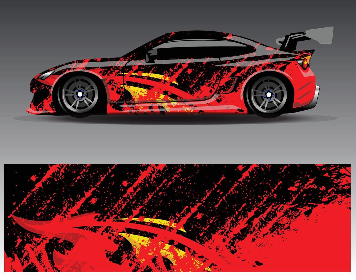 Car wrap design vector. Graphic abstract stripe racing background kit designs for wrap vehicle  race car  rally  adventure and livery vector