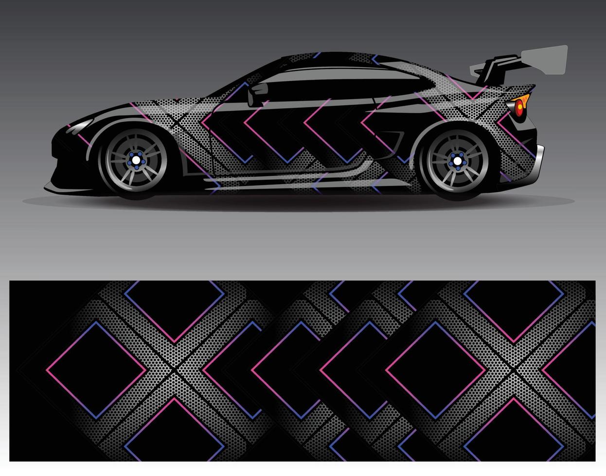 Car wrap design vector. Graphic abstract stripe racing background kit designs for wrap vehicle  race car  rally  adventure and livery vector