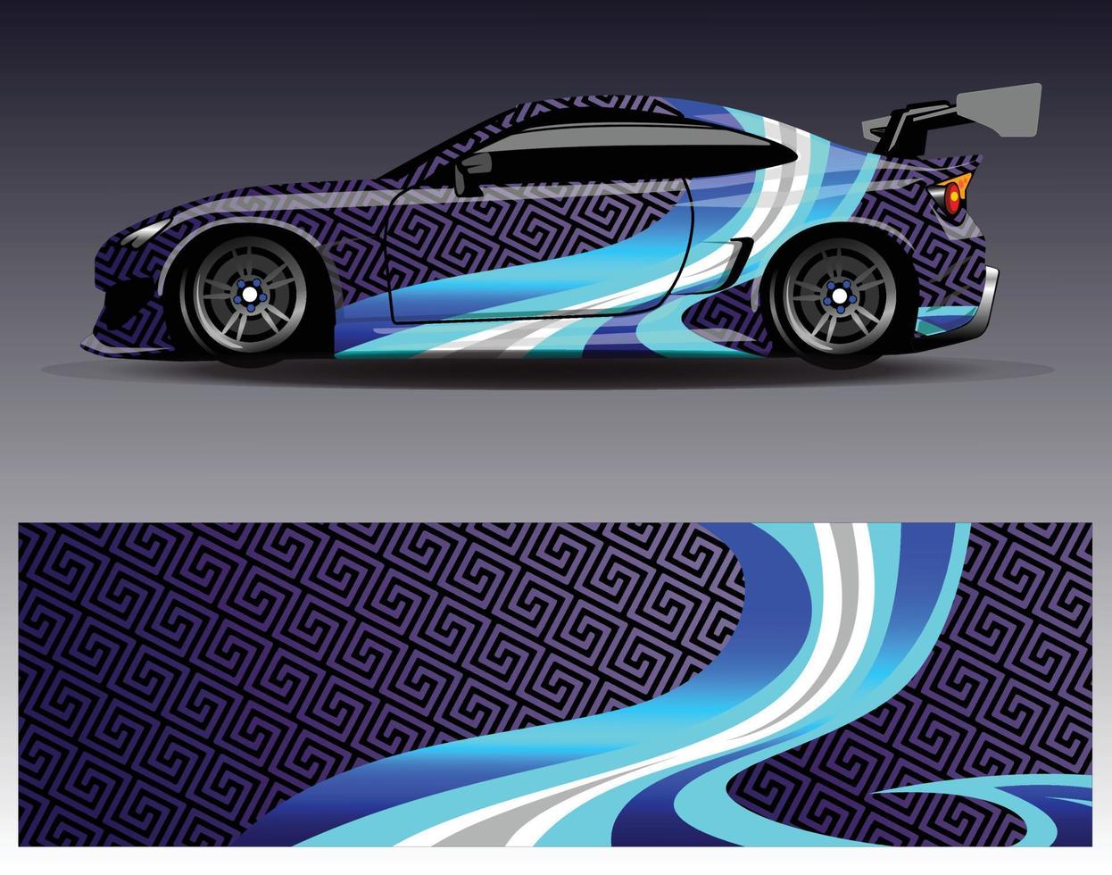 vector de diseño de envoltura de coche. Diseños de kits de fondo de carreras de franjas abstractas gráficas para envolver vehículos carrera de autos rally aventura y librea