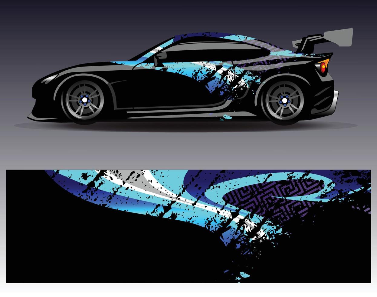 Car wrap design vector. Graphic abstract stripe racing background kit designs for wrap vehicle  race car  rally  adventure and livery vector