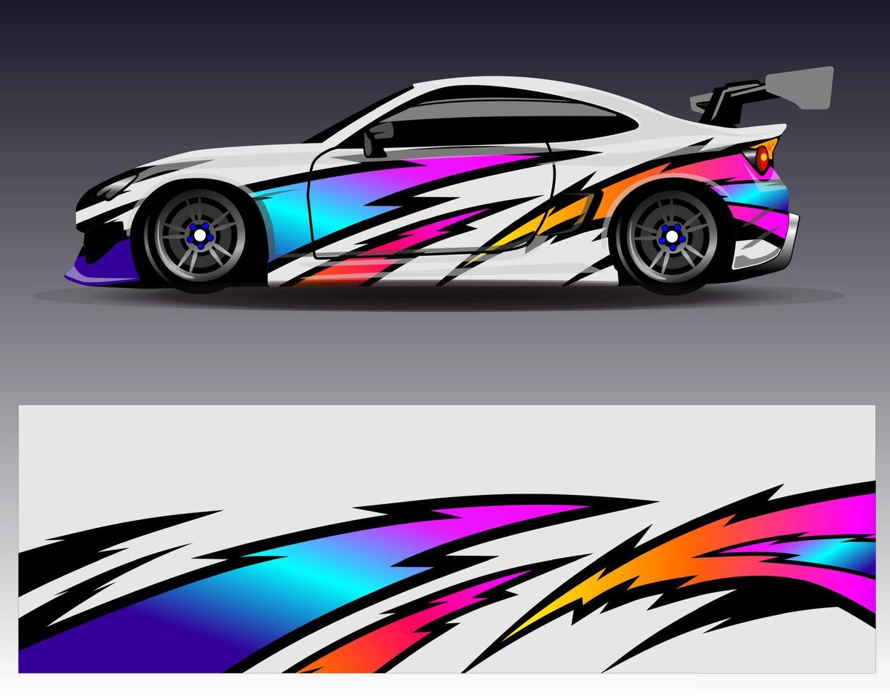 Car wrap design vector. Graphic abstract stripe racing background kit designs for wrap vehicle  race car  rally  adventure and livery vector