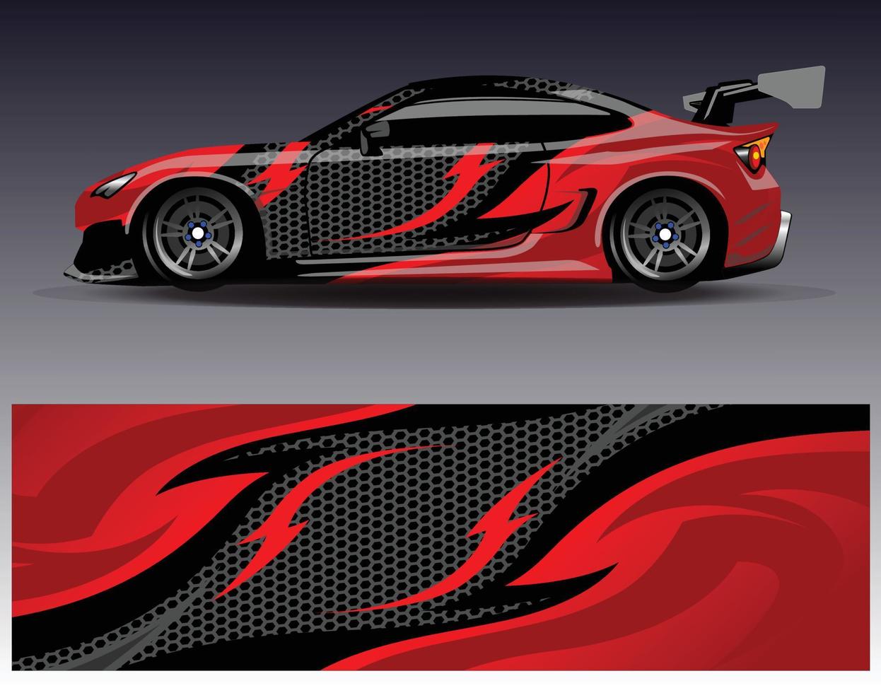 Car wrap design vector. Graphic abstract stripe racing background kit designs for wrap vehicle  race car  rally  adventure and livery vector