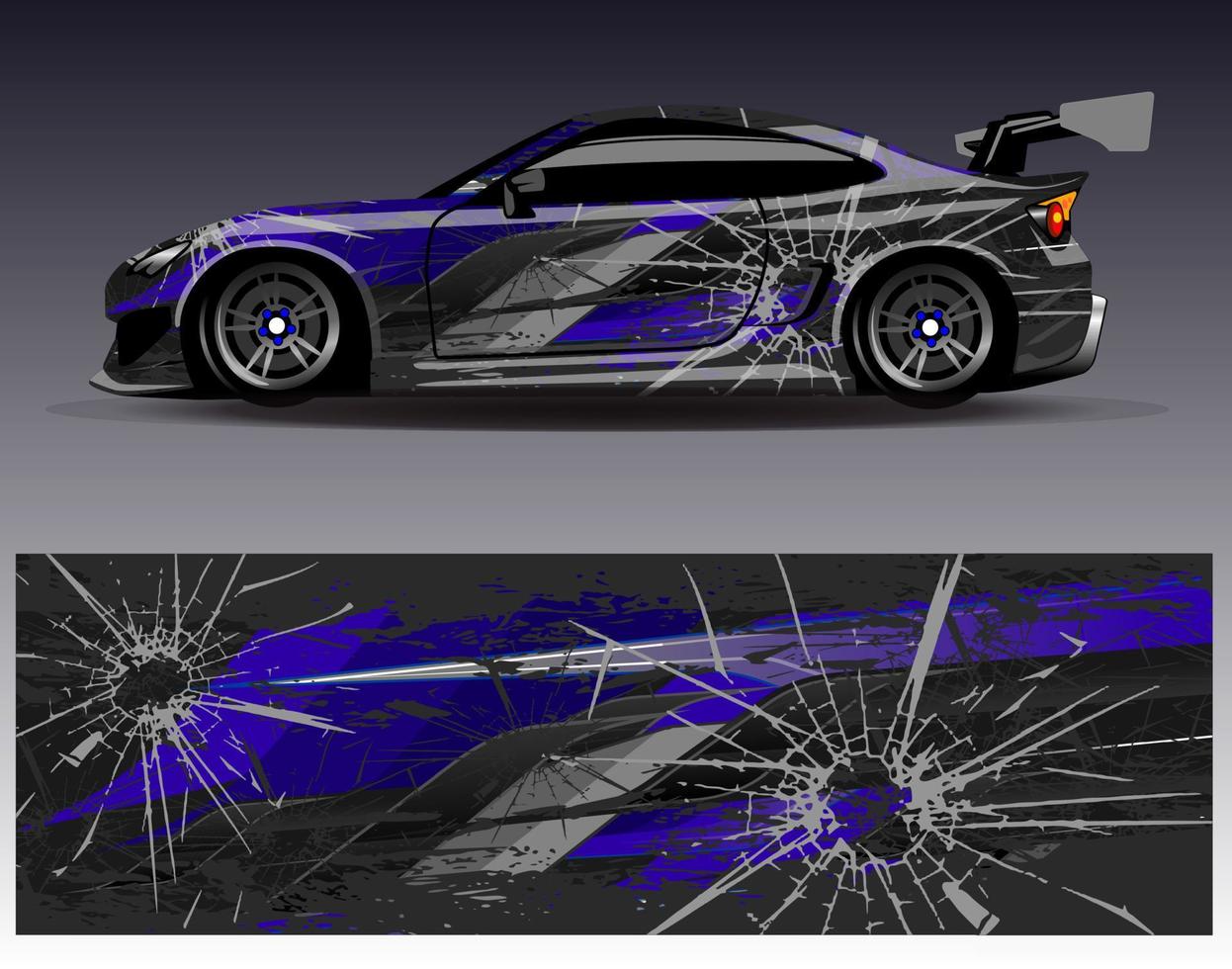 vector de diseño de envoltura de coche. Diseños de kits de fondo de carreras de franjas abstractas gráficas para envolver vehículos carrera de autos rally aventura y librea