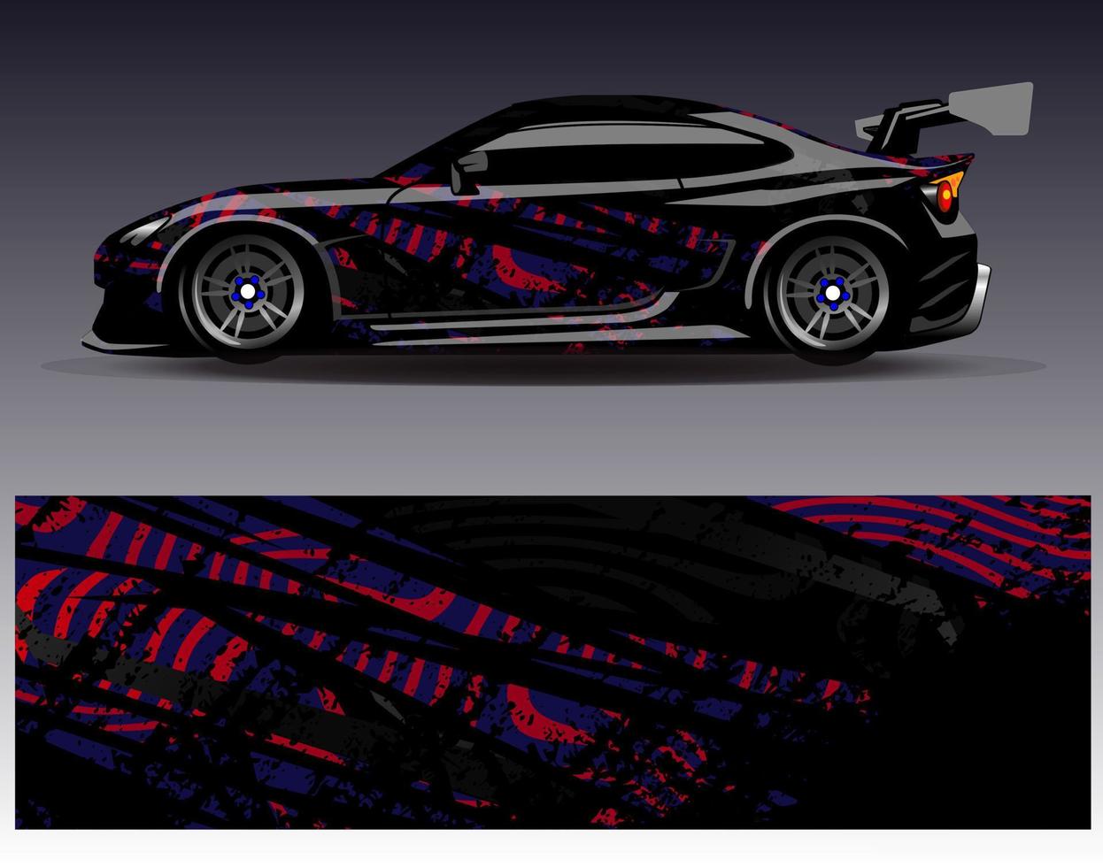 Car wrap design vector. Graphic abstract stripe racing background kit designs for wrap vehicle  race car  rally  adventure and livery vector
