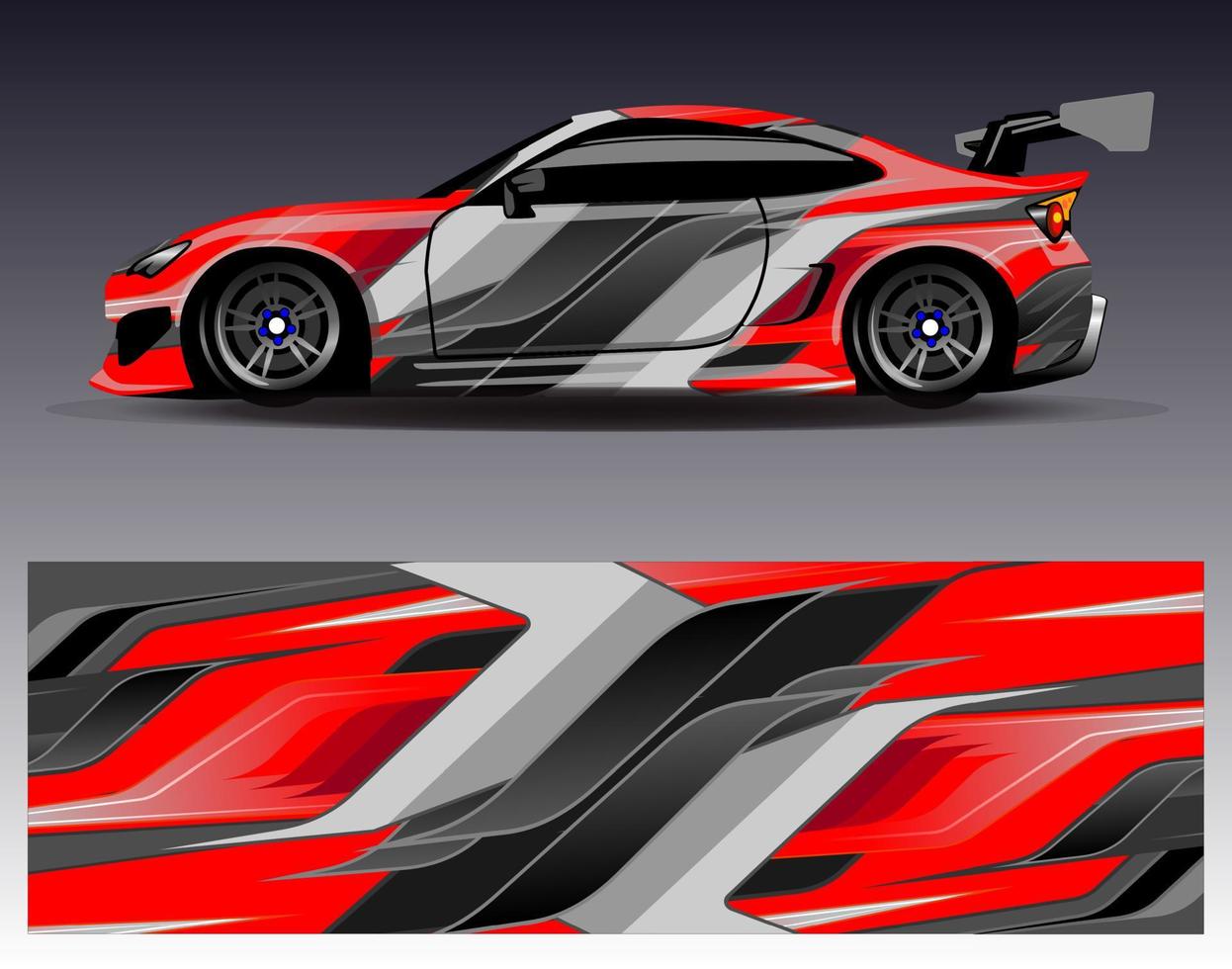 vector de diseño de envoltura de coche. Diseños de kits de fondo de carreras de franjas abstractas gráficas para envolver vehículos carrera de autos rally aventura y librea