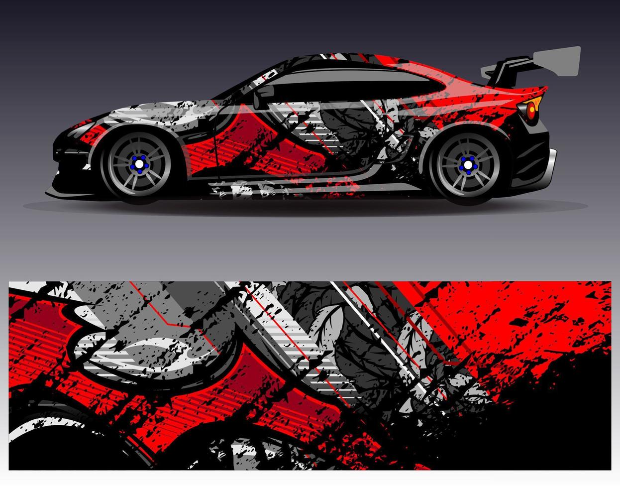 vector de diseño de envoltura de coche. Diseños de kits de fondo de carreras de franjas abstractas gráficas para envolver vehículos carrera de autos rally aventura y librea