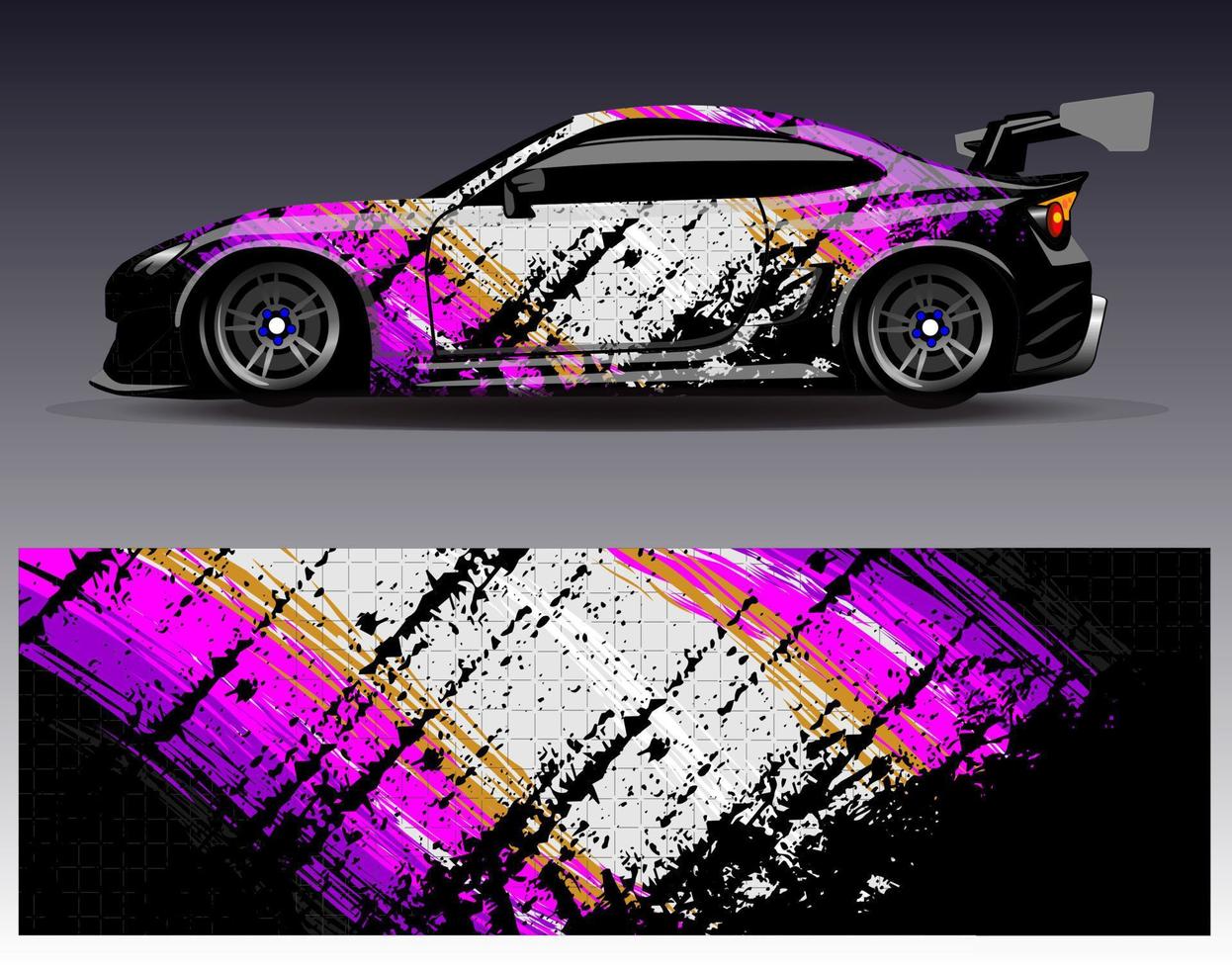 Car wrap design vector. Graphic abstract stripe racing background kit designs for wrap vehicle  race car  rally  adventure and livery vector