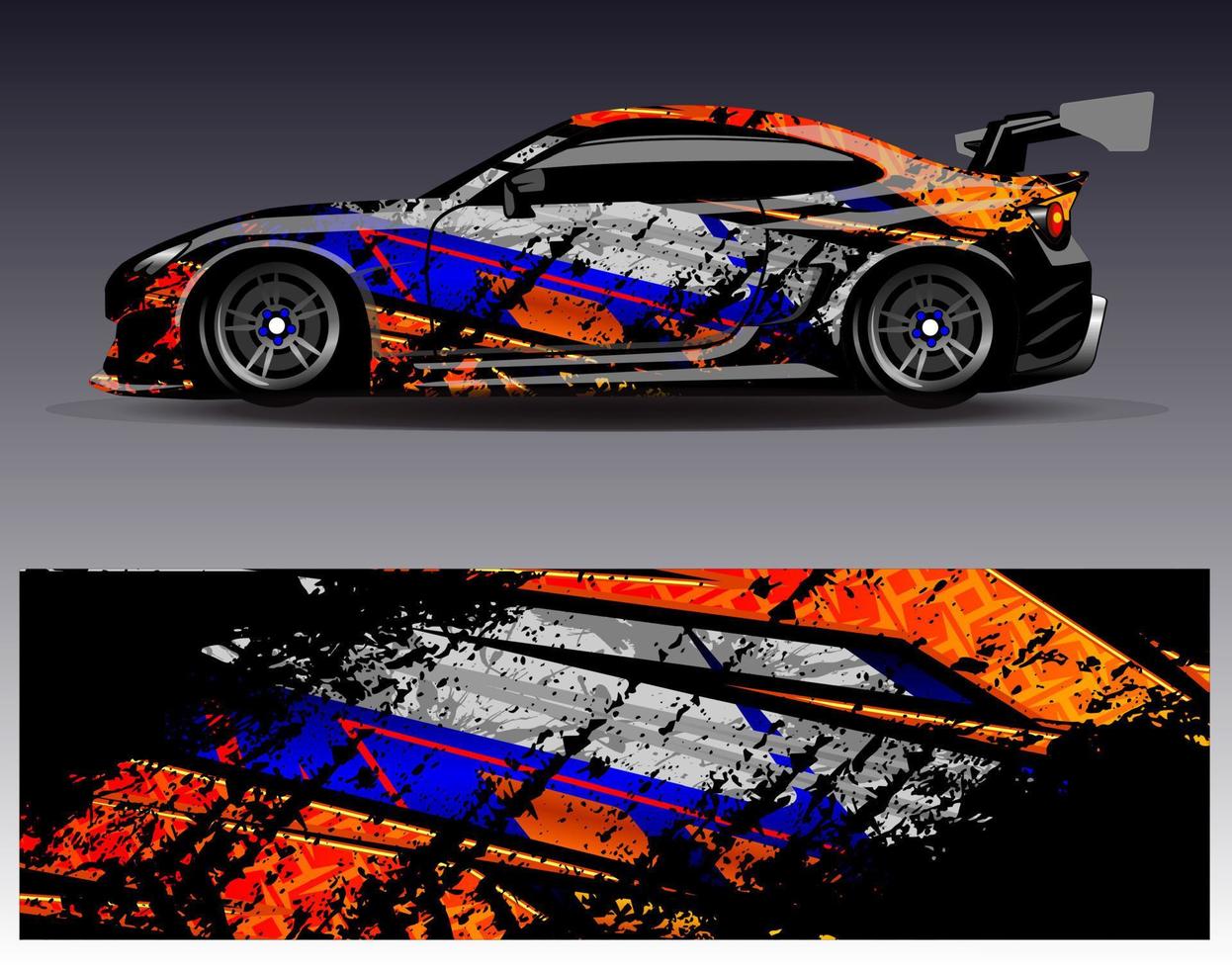 Car wrap design vector. Graphic abstract stripe racing background kit designs for wrap vehicle  race car  rally  adventure and livery vector