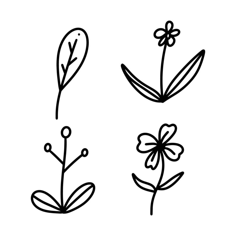 conjunto de floral icono en plano diseño vector ilustración