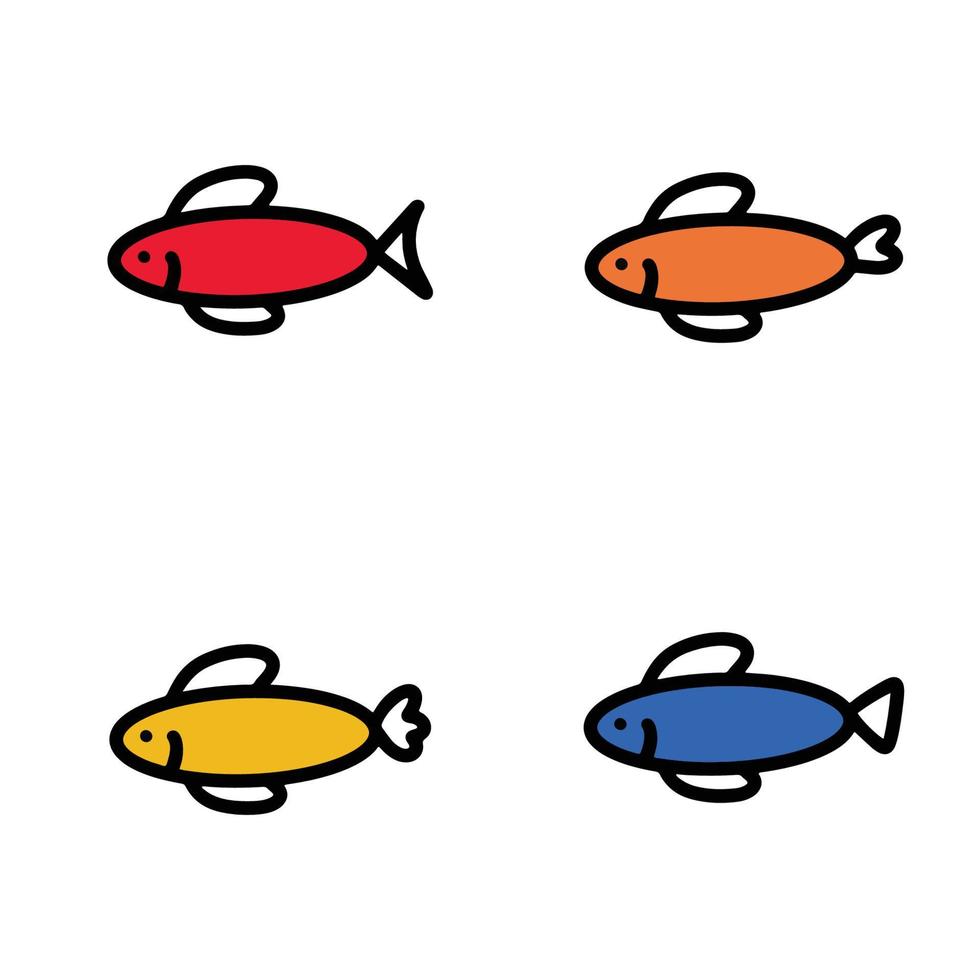 Fish modern line design style icons set on white background vector