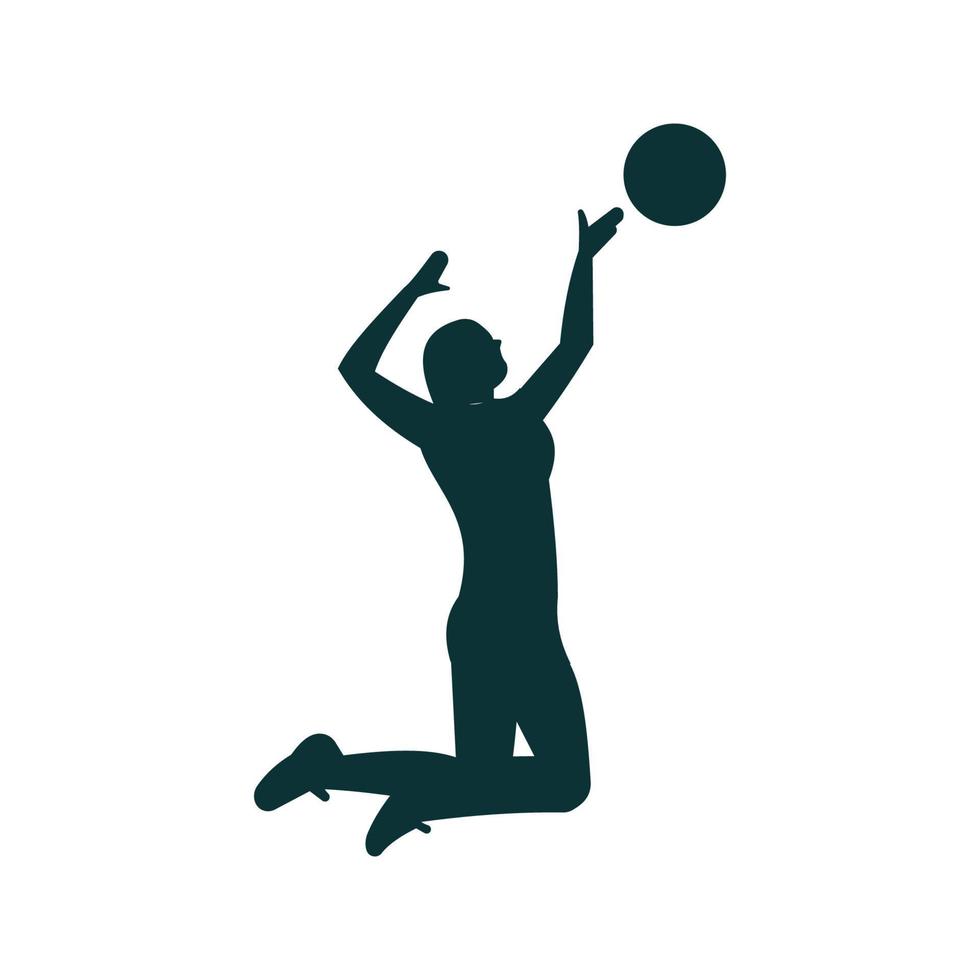 Flat design volleyball player, sports vector icon illustration