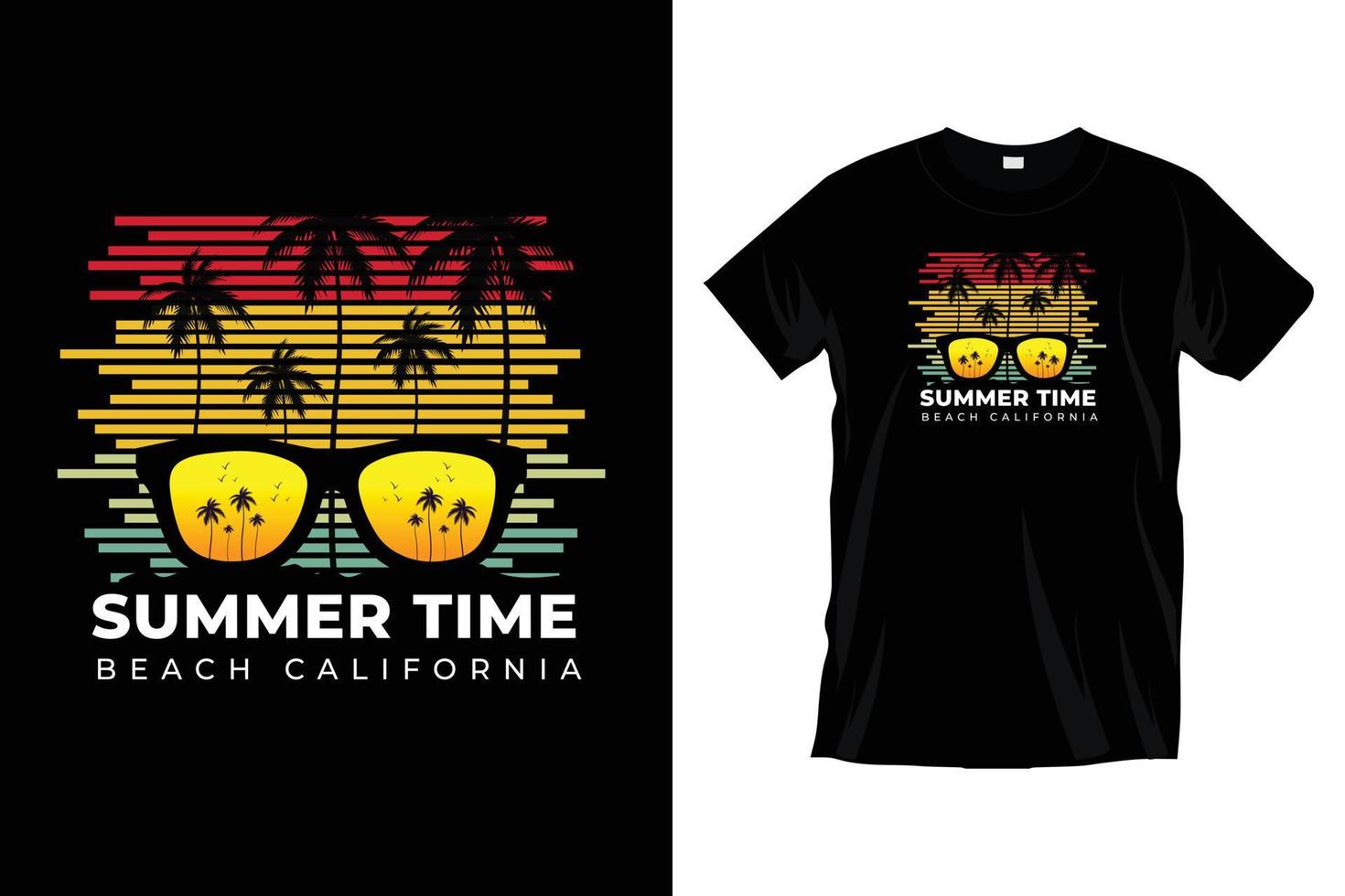 verano hora playa California. moderno verano tipografía playa t camisa diseño. vector
