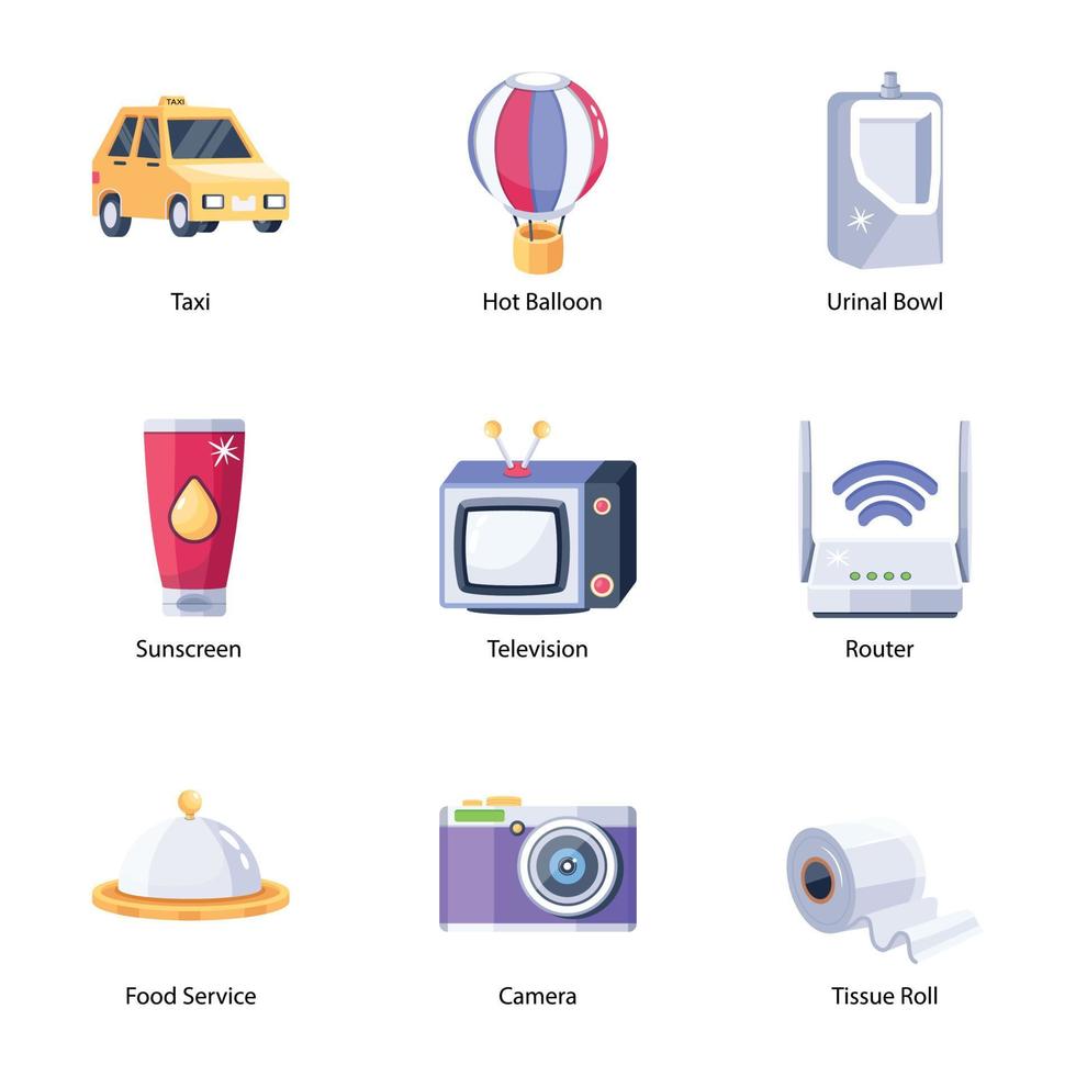 A Bundle of Lodging Icons in a Flat Style vector