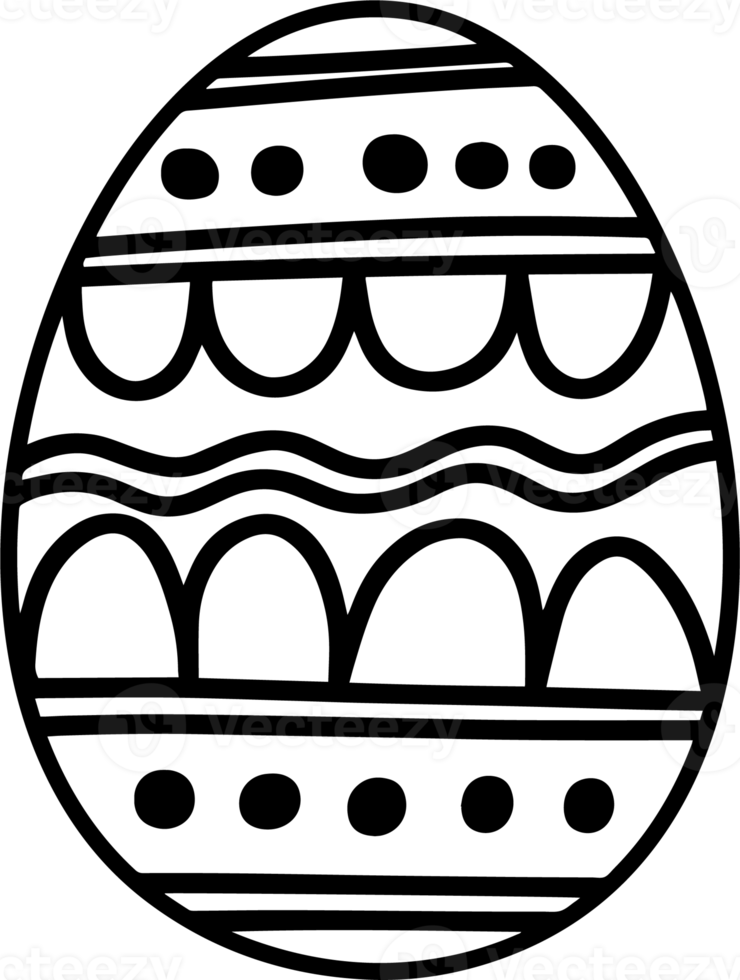 Easter egg doodle isolated handdrawn png