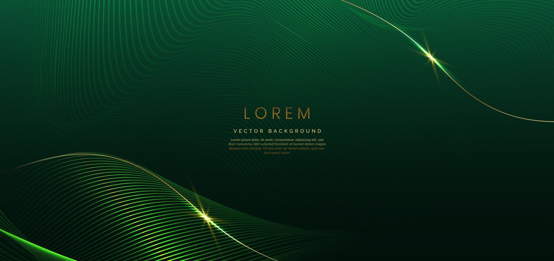 resumen lujo dorado líneas curvo superposición en oscuro verde antecedentes. modelo prima premio diseño. vector