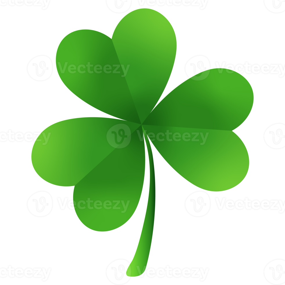 Clover Leaf cut out on Transparent background. St. Patrick's Day isolated green icon. PNG