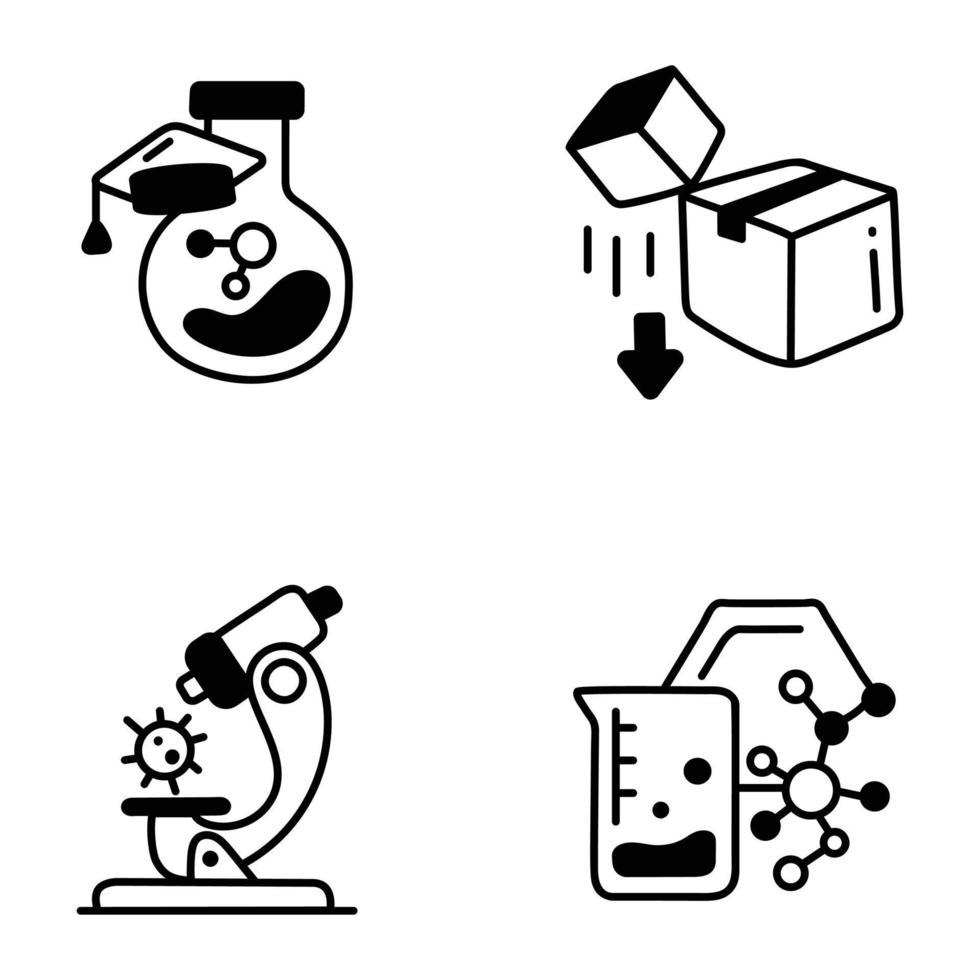 conjunto de Ciencias estudiar garabatear íconos vector