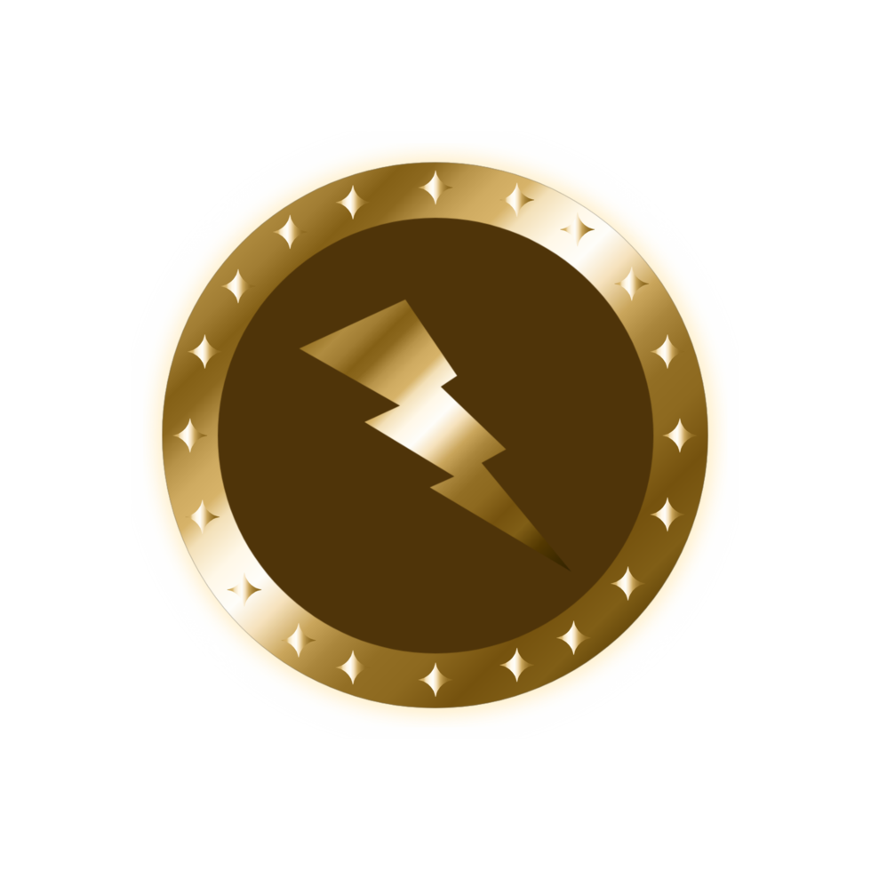 Golden Shield Icon Png With Bolt On The Shield. Golden Man Shield