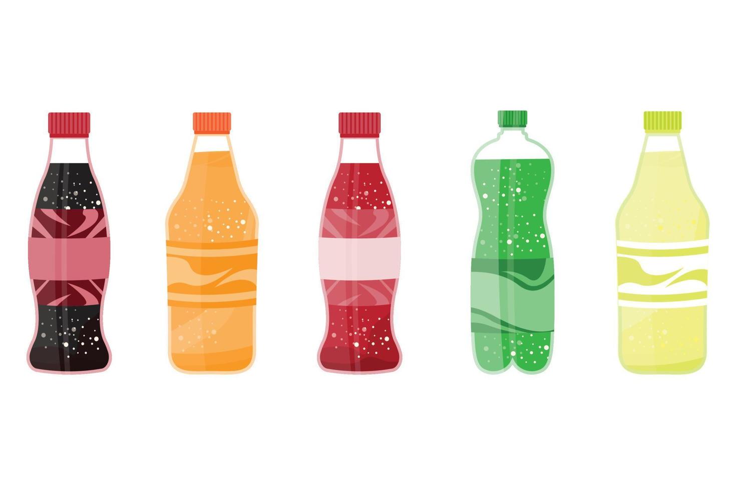 vector packaging bottles of various flavors of coke