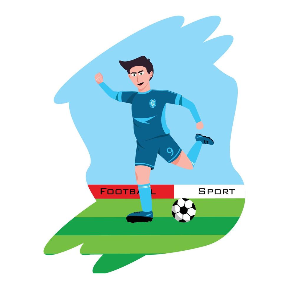 vector man playing soccer in blue jersey