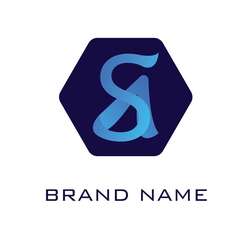 s and a logo template with blue gradient color vector
