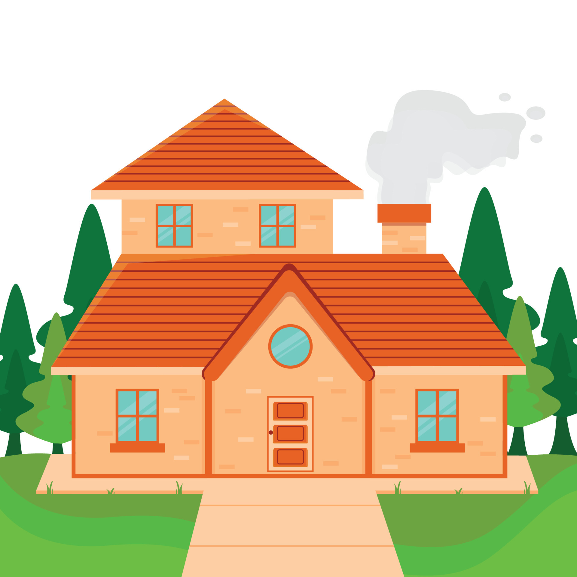 house design vector with trees and white background 21079992 Vector Art at Vecteezy