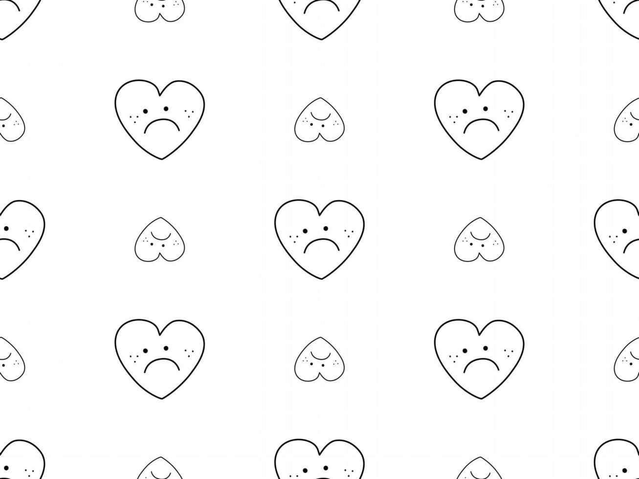 corazón, caricatura, carácter, seamless, patrón, blanco, plano de fondo vector
