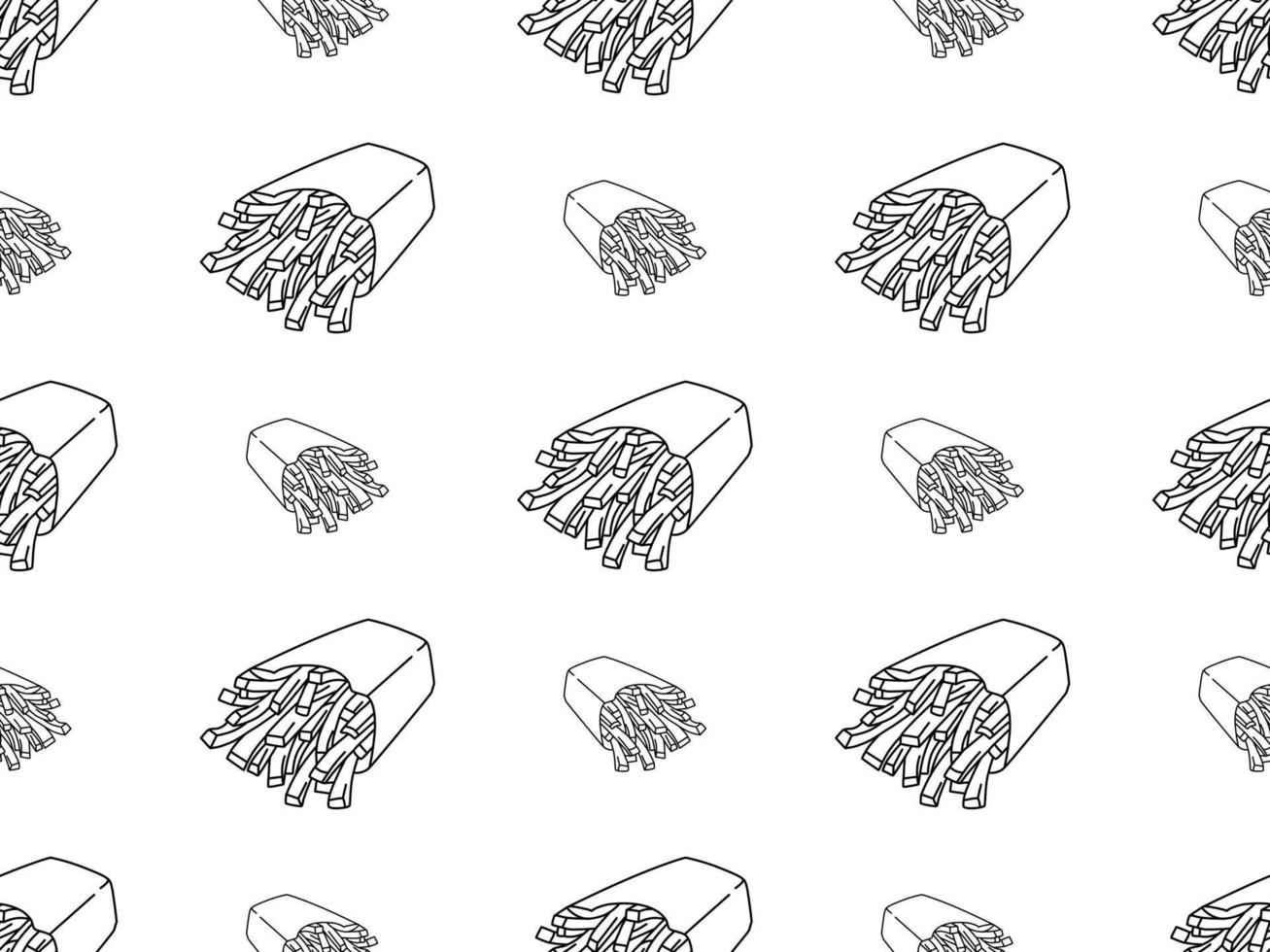 french fries cartoon character seamless pattern on white background vector