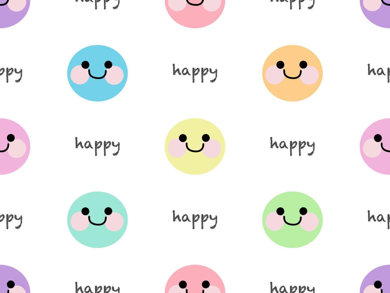 Smile emoji cartoon character seamless pattern on white background vector