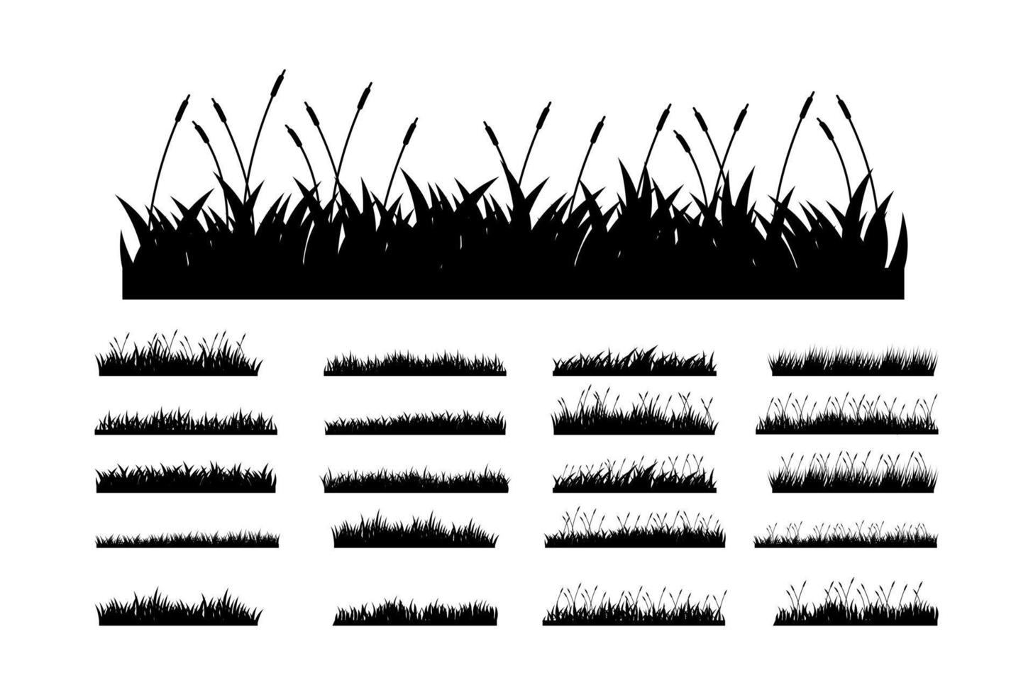 Silhouette Grass Illustration Vector Illustration Set