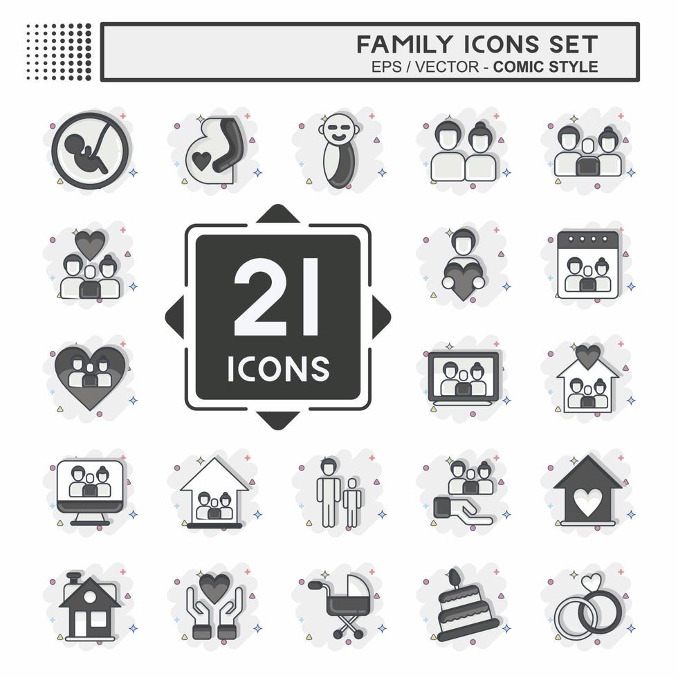 Icon Set Family. related to Love symbol. simple design editable. simple illustration vector