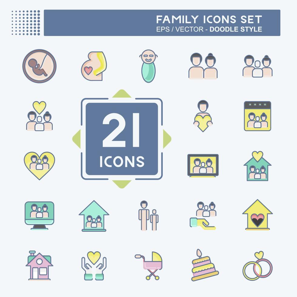 Icon Set Family. related to Love symbol. simple design editable. simple illustration vector