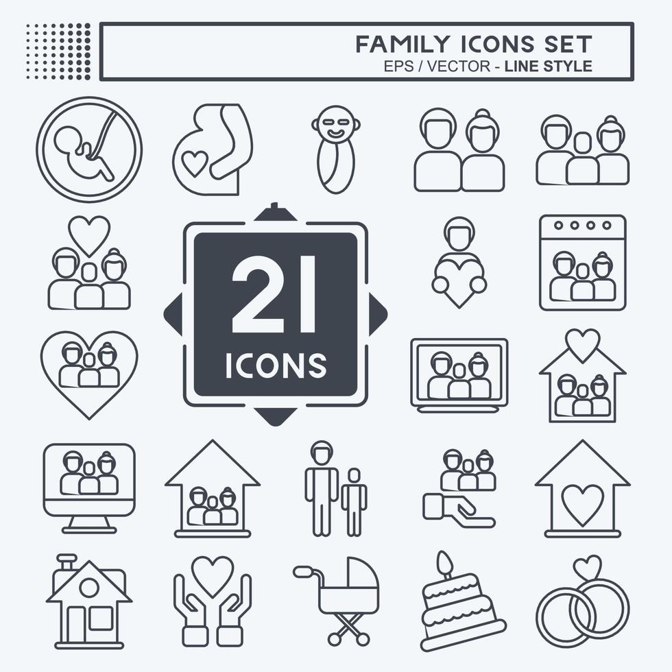 Icon Set Family. related to Love symbol. simple design editable. simple illustration vector