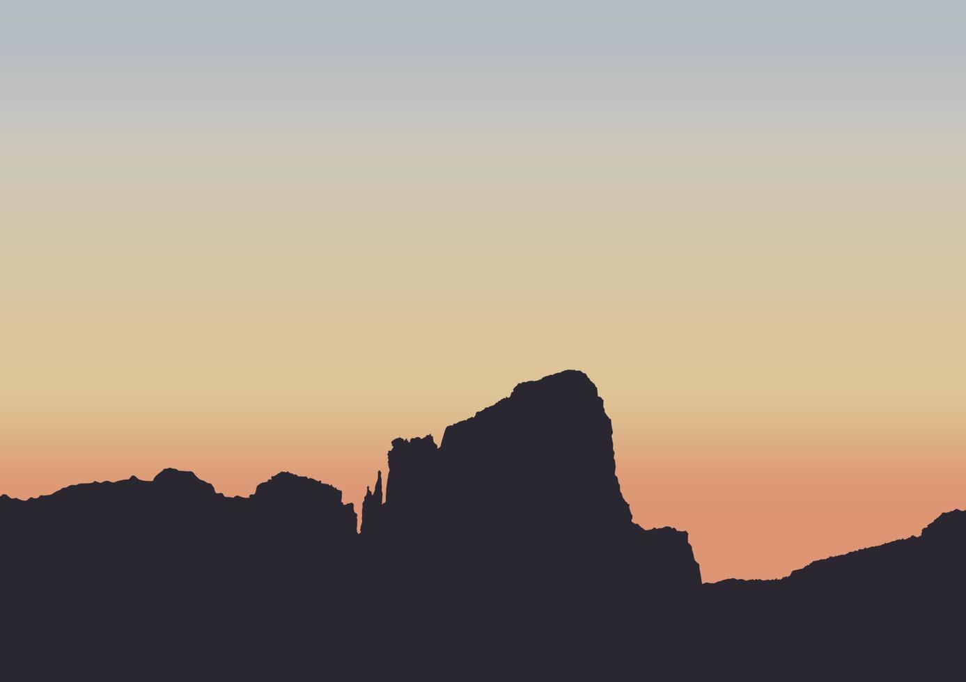 puesta de sol en un acantilado en el montañas, vector ilustración.