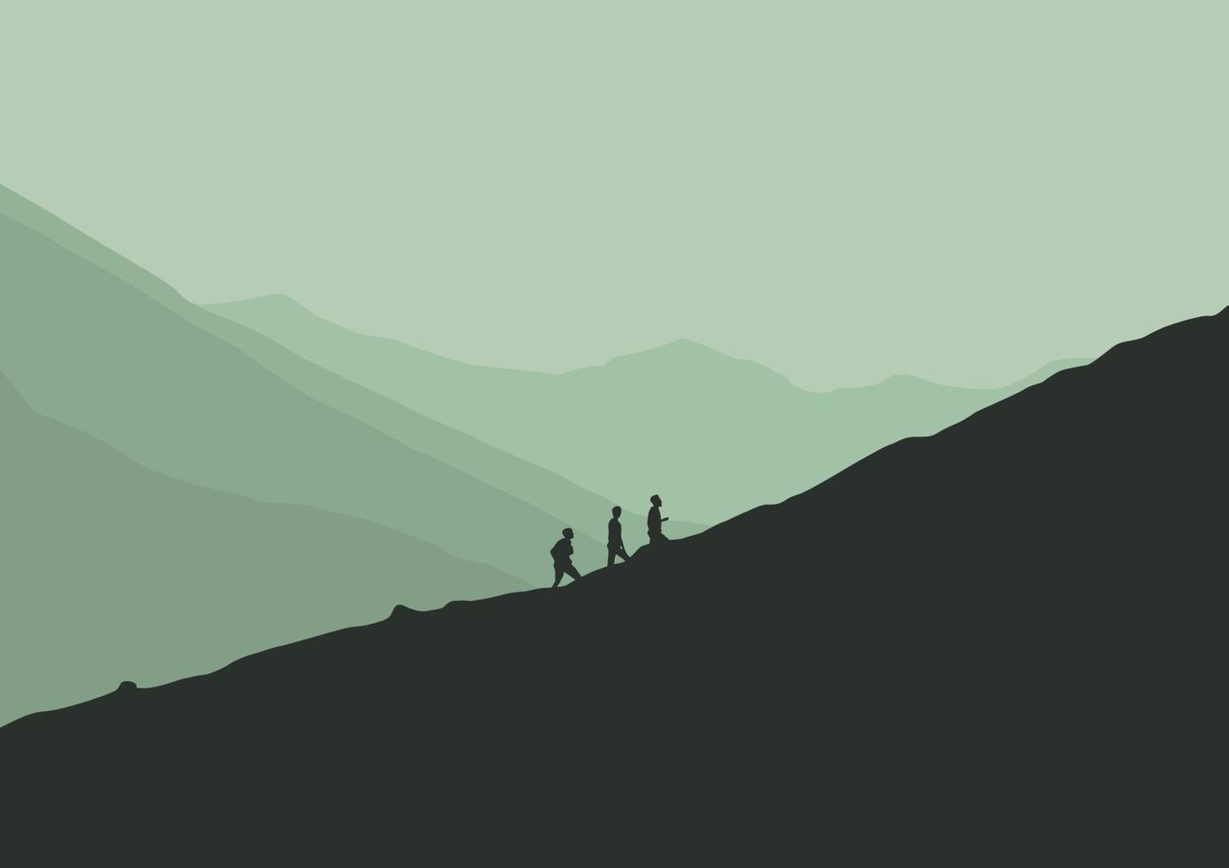 hiking in the mountains vector illustration.