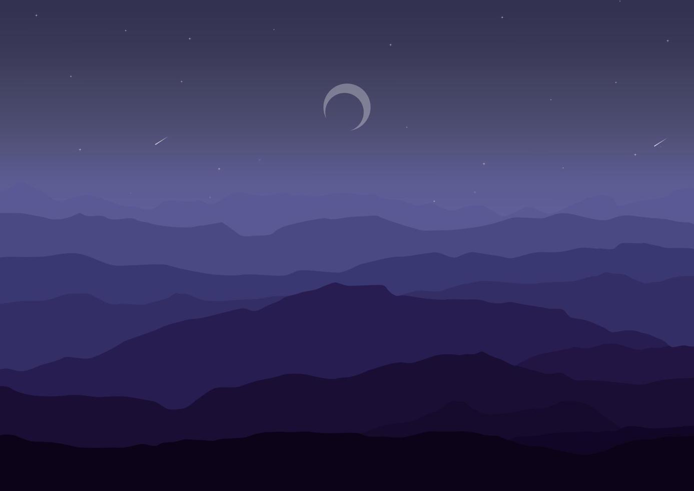 noche montañas paisaje vector diseño ilustración