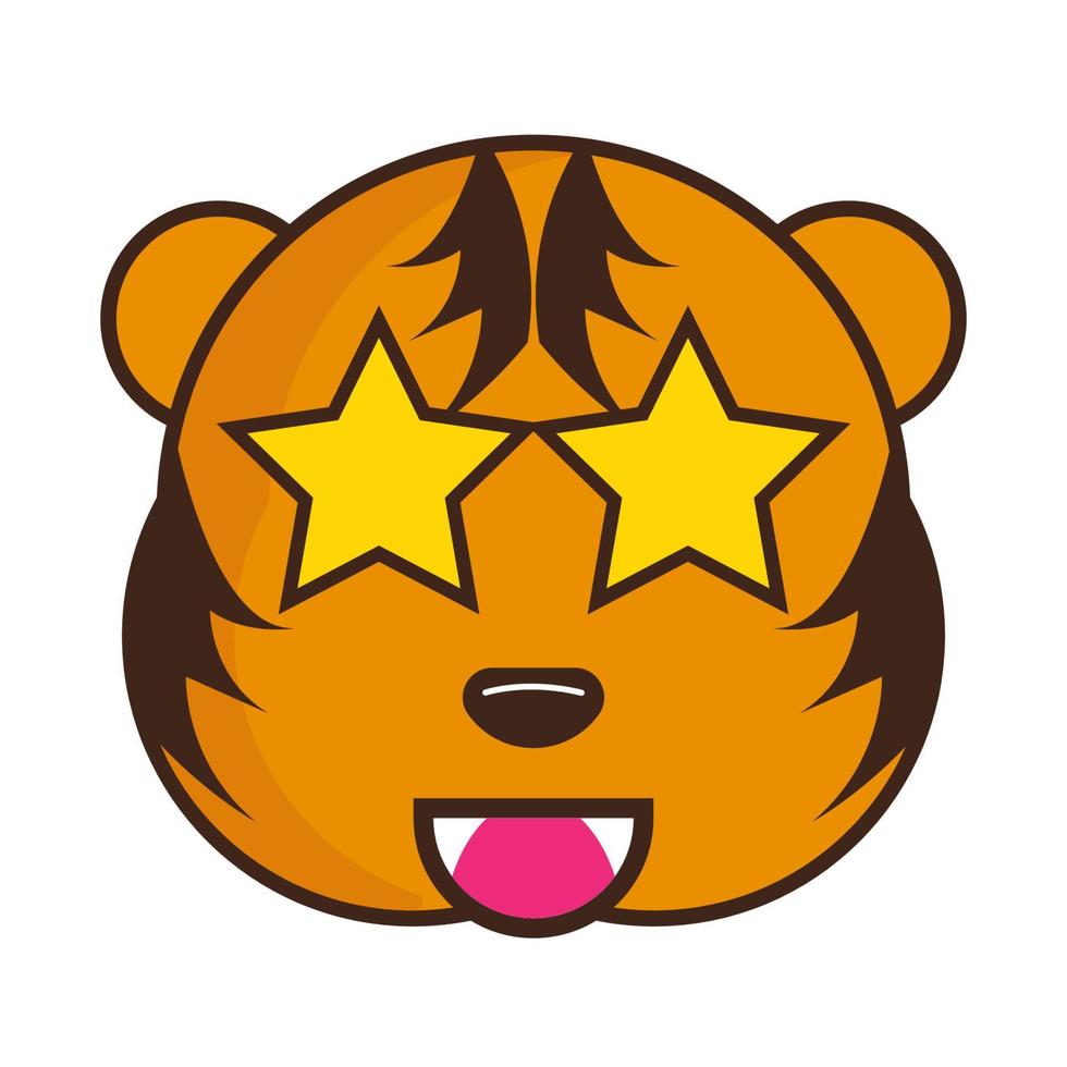 Tigre cara emoticon icono vector