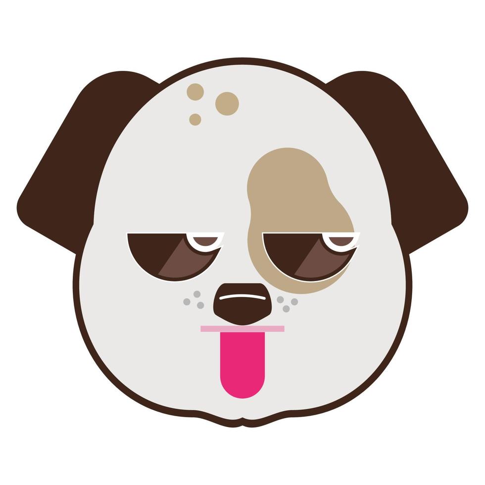 cute dog face emoticon vector