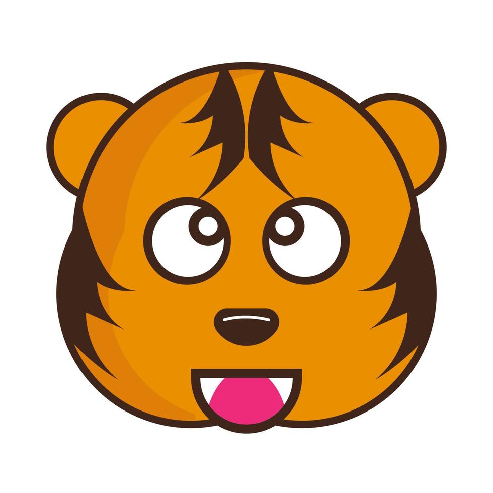 Tigre cara emoticon icono vector