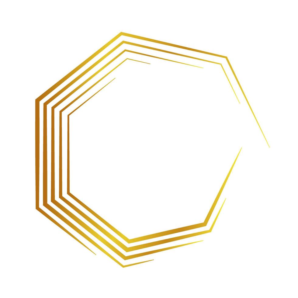 Gold geometric frame. Polyhedron geometric, art deco style for wedding invitation vector