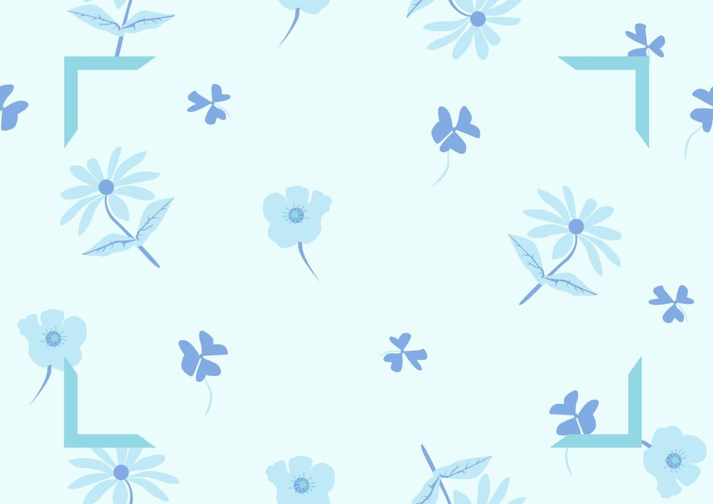 A seamless pattern with blue flowers on a light blue background vector