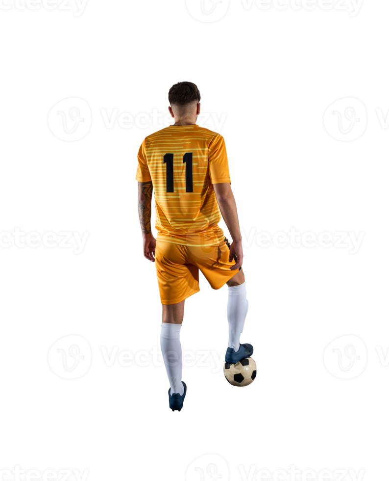 Soccer  player play with soccerball during a football match png
