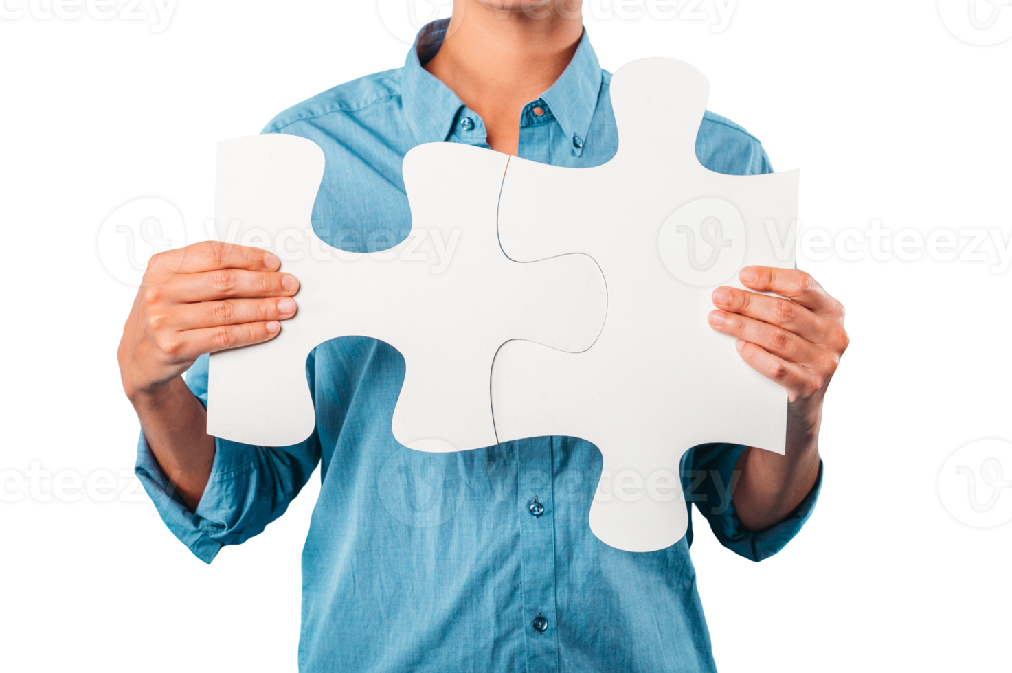 woman joins two puzzle pieces. concept teamwork, partnership, integration png